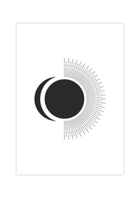 Dieses Mid-Century Poster zeigt die Sonne und den Mond in Schwarz und Weiß.