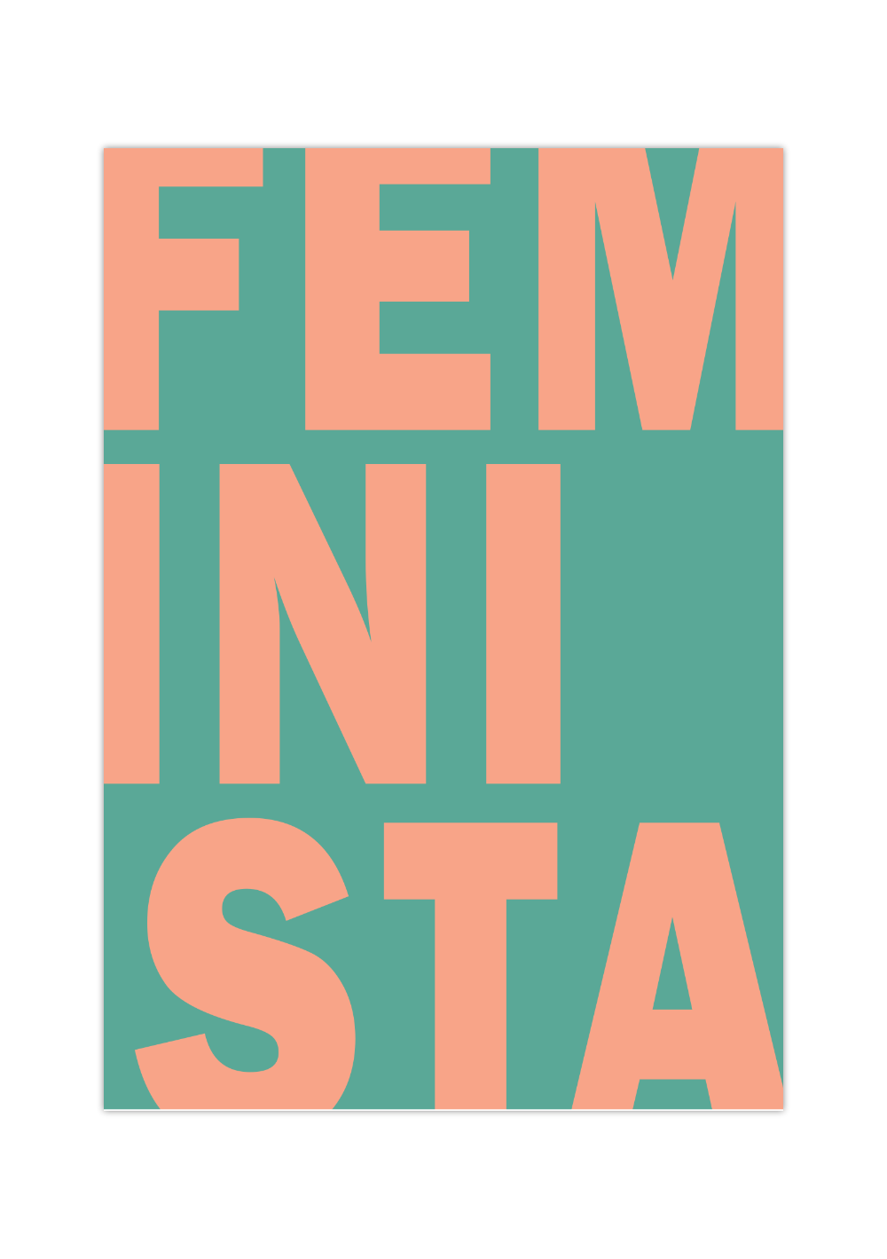 Dieses Feminismus Poster zeigt in verschiedenen Farben das spanische Wort Feminista. 