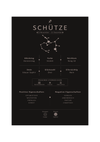 Dieses Bild zeigt dir das Sternzeichen Schütze mit Symbol, Glückszahl, Planeten, positiven und negativen Eigenschaften, den zu dir passenden Tierkreiszeichen und vieles mehr.