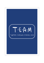 Dieses Poster zeigt dir das Wort Team, inklusive dem Spruch togehter, erveryone, achieves, more.