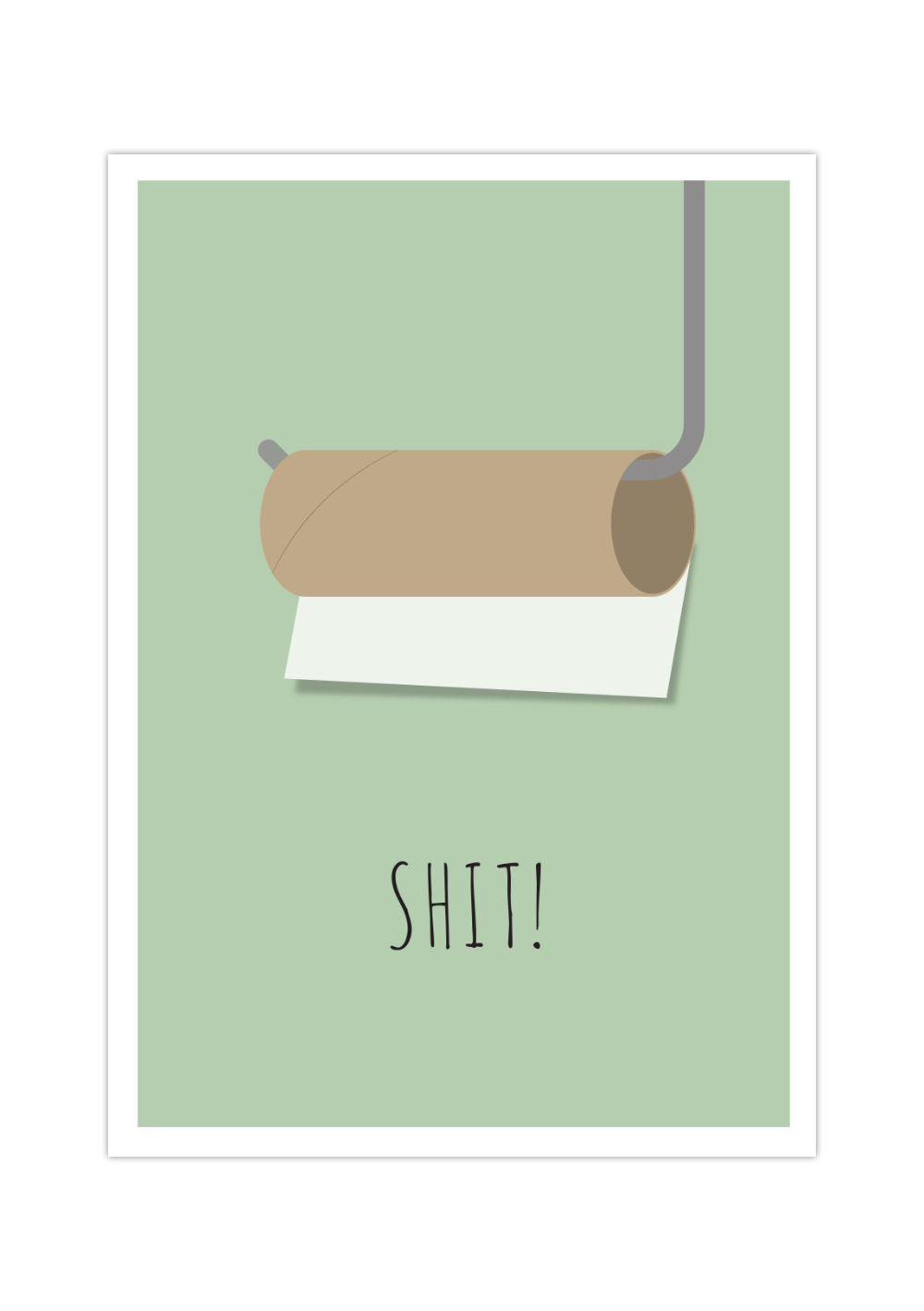Das witzige Poster zeigt dir eine minimalistische Darstellung einer leeren Toilettenpapierrolle mit Halterung. 