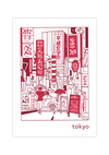 Dieses Poster zeigt dir eine gezeichnete Darstellung der japanischen Stadt Tokio. Dieses japanische Bild in schönem rot ist die perfekte Wanddeko für alle Japan Fans.