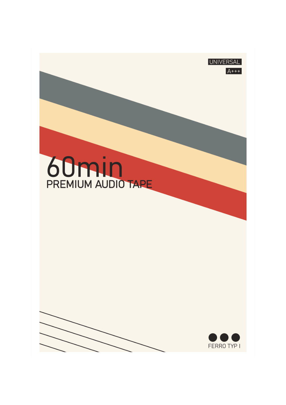 Das Poster zeigt dir eine vintage Gestaltung einer Kompaktkassette mit den typischen retro Farben der 80er und 90er Jahre. 