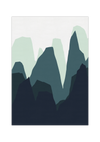 Dieses Poster zeigt dir im minimalistischen Stil ein Gebirge mit blauen Bergen. 