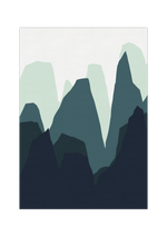 Dieses Poster zeigt dir im minimalistischen Stil ein Gebirge mit blauen Bergen. 