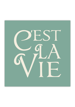 Das Poster zeigt in quadratischen Format und in verschiedenen vintage Farben den französichen Spruch "c'est la vie", was soviel bedeutet wie "so ist das Leben nun einmal". 