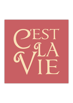 Das Poster zeigt in quadratischen Format und in verschiedenen vintage Farben den französichen Spruch "c'est la vie", was soviel bedeutet wie "so ist das Leben nun einmal". 