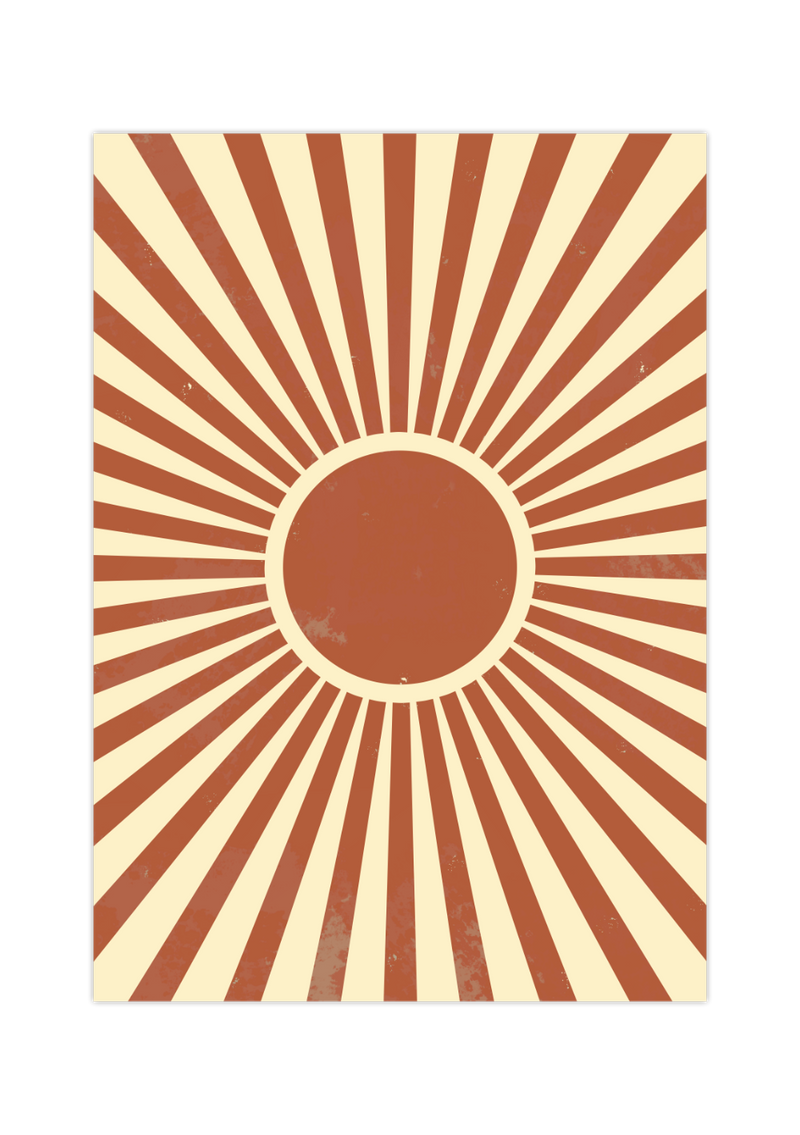 Dieses Poster zeigt dir eine abstrakt dargestellte Sonne im schönen Boho vintage Stil.