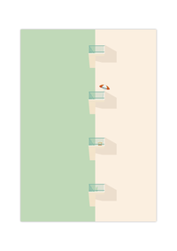 Das Poster zeigt dir ein minimalistisch dargestelltes Haus mit Balkonen.