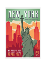 Das Vintage Poster zeigt dir eine retro Ansicht von der Skyline in New York, USA.