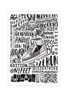 Das Poster zeigt dir in weiß einen Sneaker und um diesen ein Lexikon von Wörter, die in Verbindung mit Sneakern stehen.